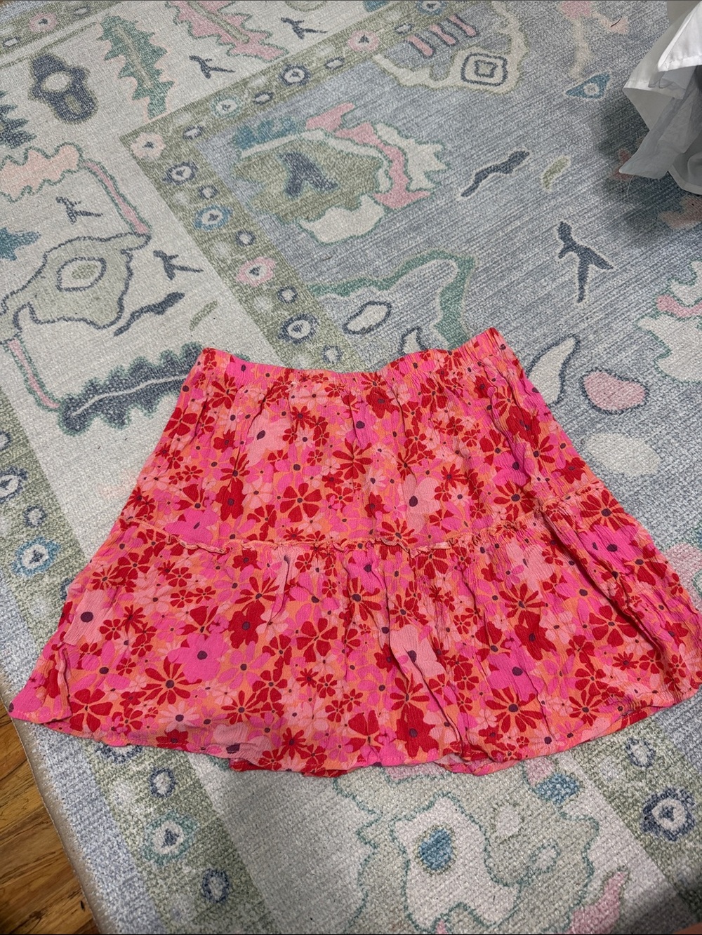 Hippie Rose Pink & Red Floral Skater Mini Skirt - Picture 1 of 3